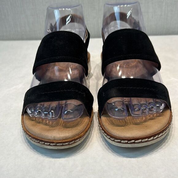 Caslon Black Suede Leather Claire Slingback Sandals Womens Sz 6 Adjustable Buckl - Picture 3 of 9